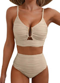 Herseas 2 Piece Bikini Set U-Wire Cutout Popular Swimsuit High Waisted Textured 2026 Summer Beach Swim Bathing Suits