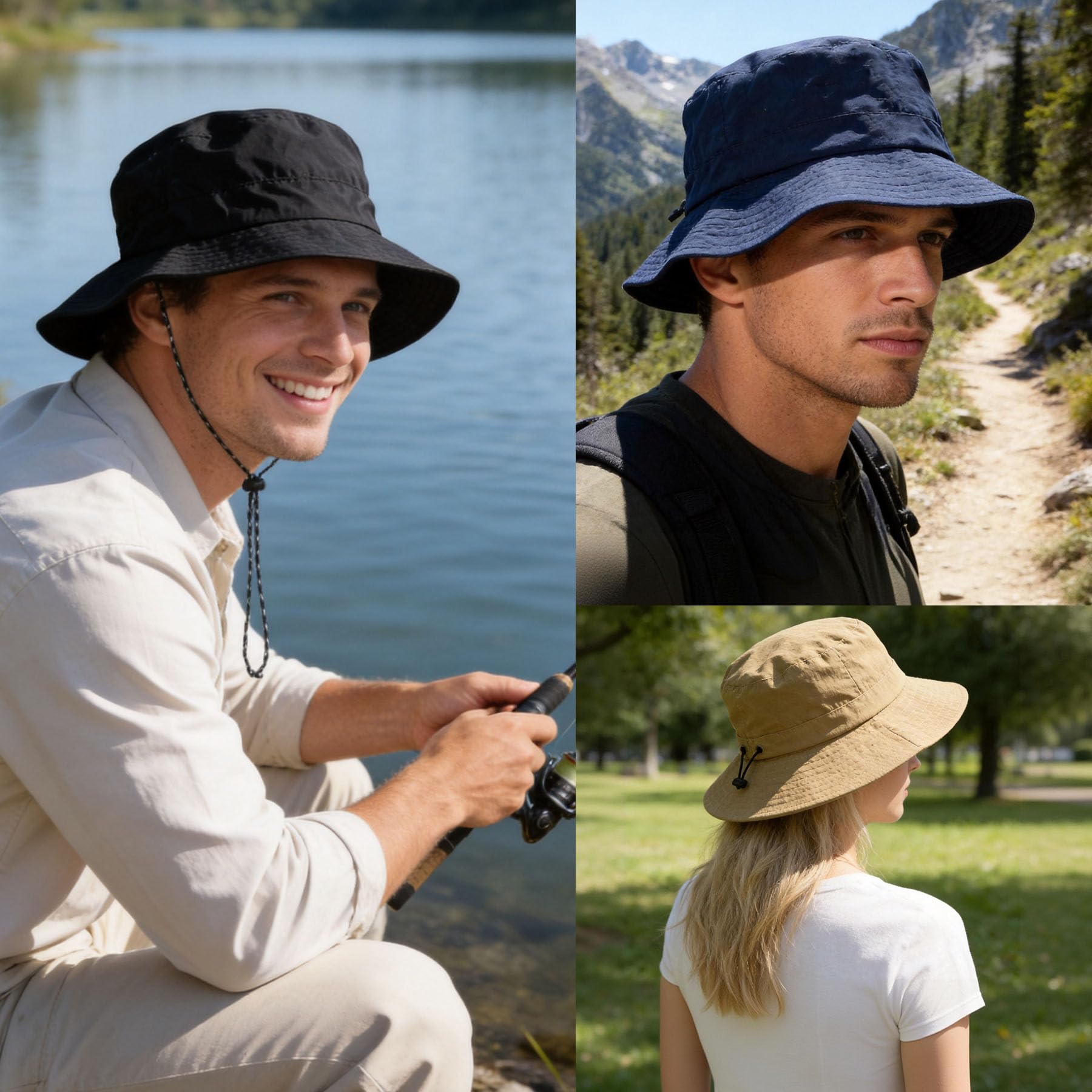 PFFY Packable Sun Bucket Hat for Women Outdoor UV Protection Sun Hats Waterproof Lightweight Hiking Outdoor Cap Grey