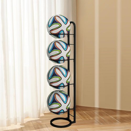Kowaku Vertical Ball Storage | 5-Tier Metal Basketball & Volleyball Rack for Garage Organization