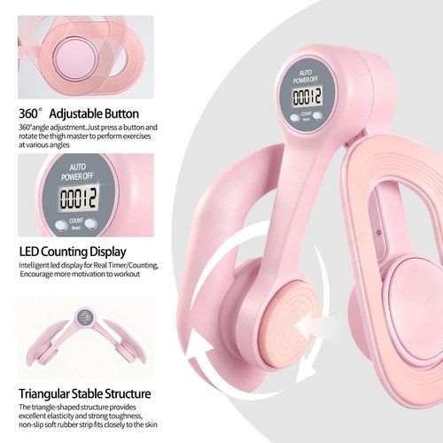 Inner Thigh Exerciser for Women, Pelvic Floor Exercise Devices with Display Counter, Adjustable Hip Trainer Kegel Exerciser for Postpartum Rehabilitation, Home Fitness Equipment for Hip/Leg/Butt