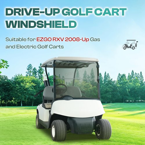 DRIVE UP Golf Cart Windshield, EZGO Golf Cart Windshield Fits for RXV 2008-Up Gas and Electric Golf Carts, Tinted Upgraded Windshield Foldable Impact Resistant and Anti-UV Protection