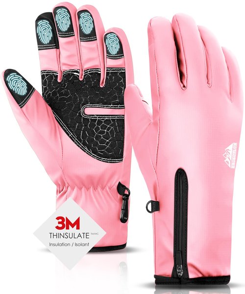 Bruvoalon Y322 Winter Gloves for Men & Women, -10℉ Touchscreen 5-Layer Thermal Insulated, Windproof Anti-Slip Ski Gloves