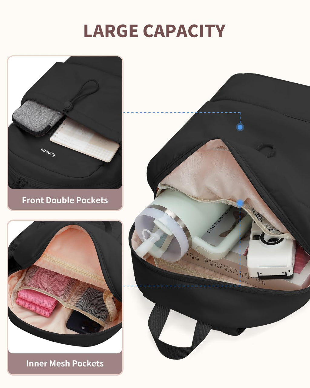 Ceneda Gym Backpack for Women, Cute Gym Bag with Shoe Compartment, Wet Pocket & Tumbler Strap, Puffer Dance Cheer Backpack