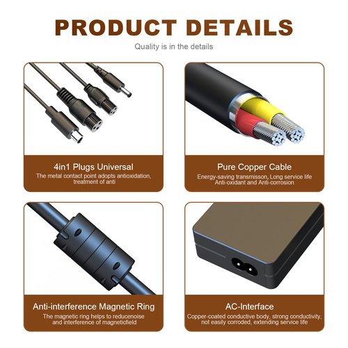 FROMCQC 54.6V 2A 100W AC Power Adapter, 4-in-1 Convertible Cable, for 48V Lithium Battery Electric Bicycles, Balance Bikes, Razors, Jetson, Voyage, Gotrax, Ninebot, Segway, Hiboy Charger Power Supply