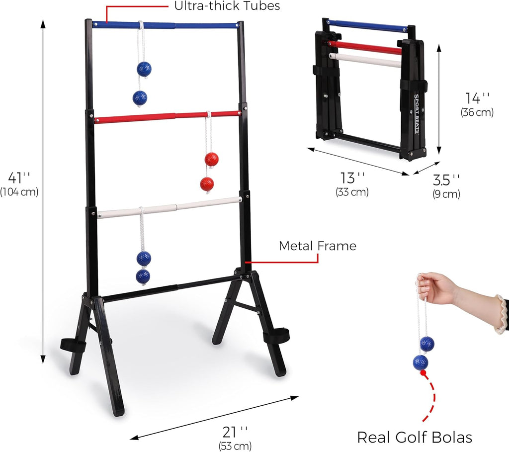 Skiennix Metal Ladder Ball Set - Portable Ladder Toss for Outdoor Games | Includes Carrying Case, 6 Bolas & Scoreboard
