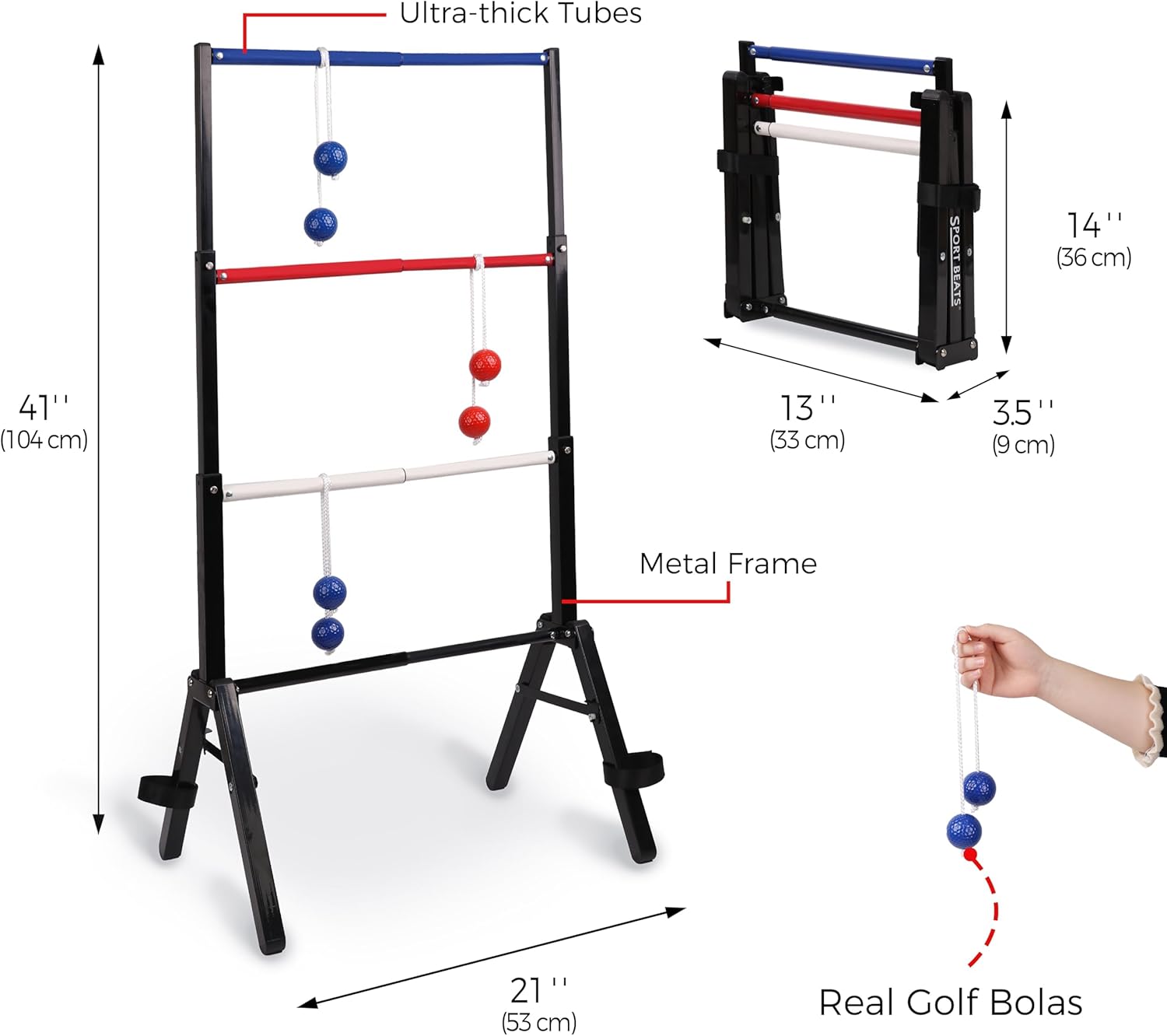 Skiennix Metal Ladder Ball Set - Portable Ladder Toss for Outdoor Games | Includes Carrying Case, 6 Bolas & Scoreboard