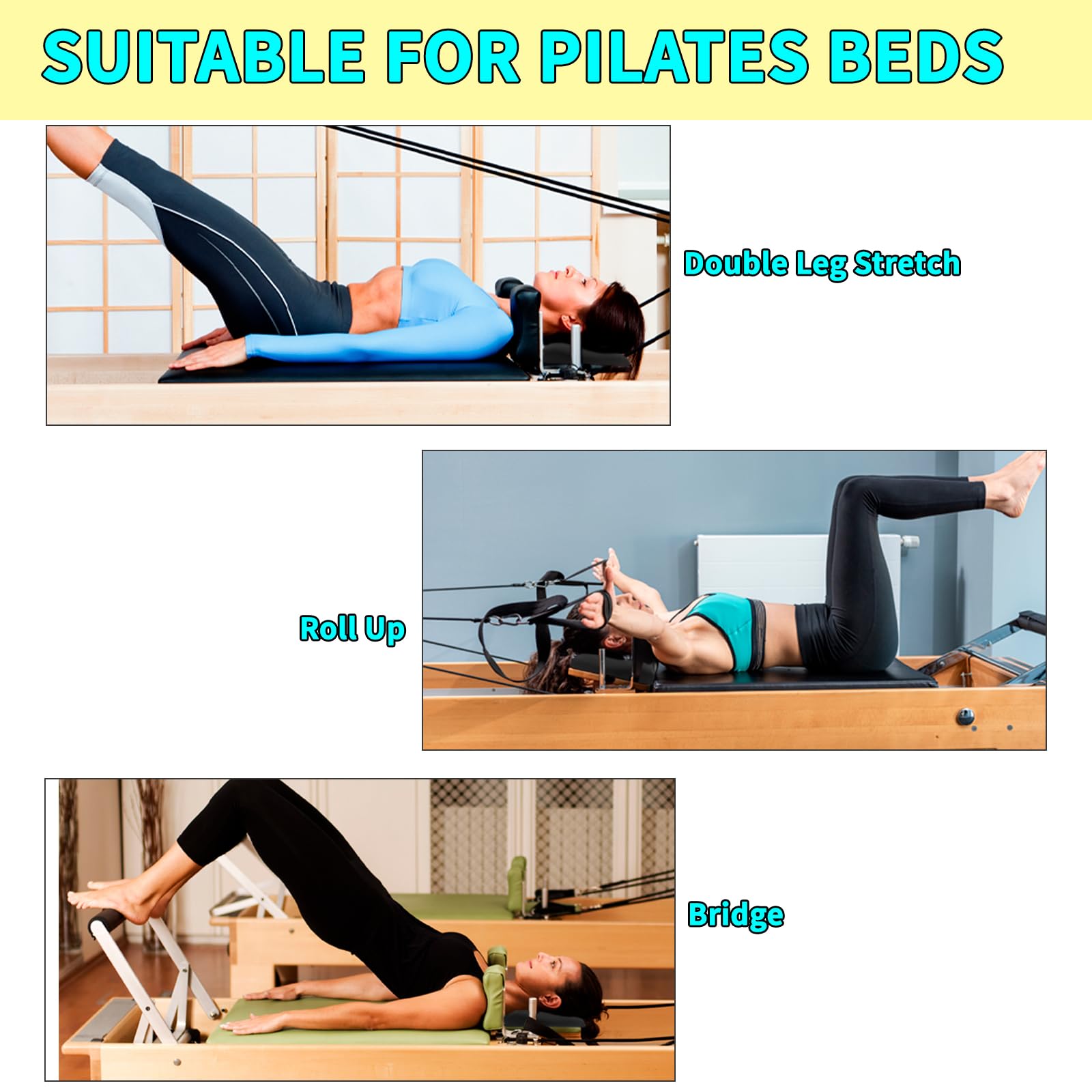 Pilates Reformer Head & Neck Support Pillow – Ergonomic Pilates Cushion for Cervical Alignment – High-Density Foam Headrest with Adjustable Strap – Fits Most Reformer Machines & Home Pilates Equipment