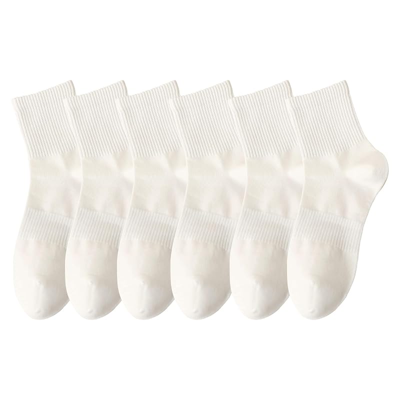 Magiarte Men's Athletic Mini Crew Socks 6 Pack White 6 Pairs (B Grade) Color #01a