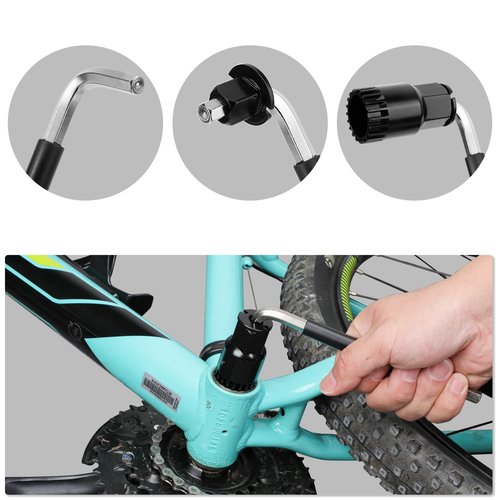 Oumers Bike Crank Puller, Bike Crank Arm Remover,Bottom Bracket Remover,Allen Key Wrench,Square Head with Auxiliary Wrench, Bicycle Extractor Tool Crankset Arm Extractor Repair Tool Set