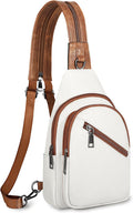 Skiennix Sling Bag for Women - Trendy Vegan Leather Crossbody Backpack | Dual-Purpose Strap, Beige Brown