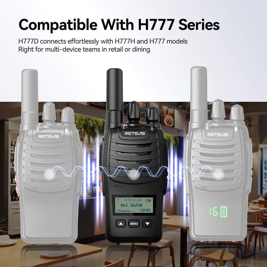 Retevis H777D 2 Way Radio with LCD Display, 2 Pcs, NOAA, USB-C Charging, VOX, Handheld Rechargeable Walkie Talkies, Durable Two Way Radios Long Range for Hunting Camping Off-Road