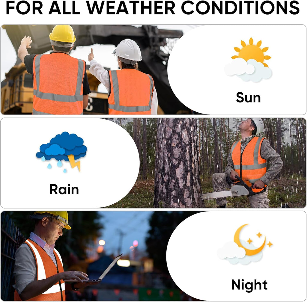 TICONN High Visibility Reflective Safety Vest - ANSI II Compliant | 2-Pack or 4-Pack Options