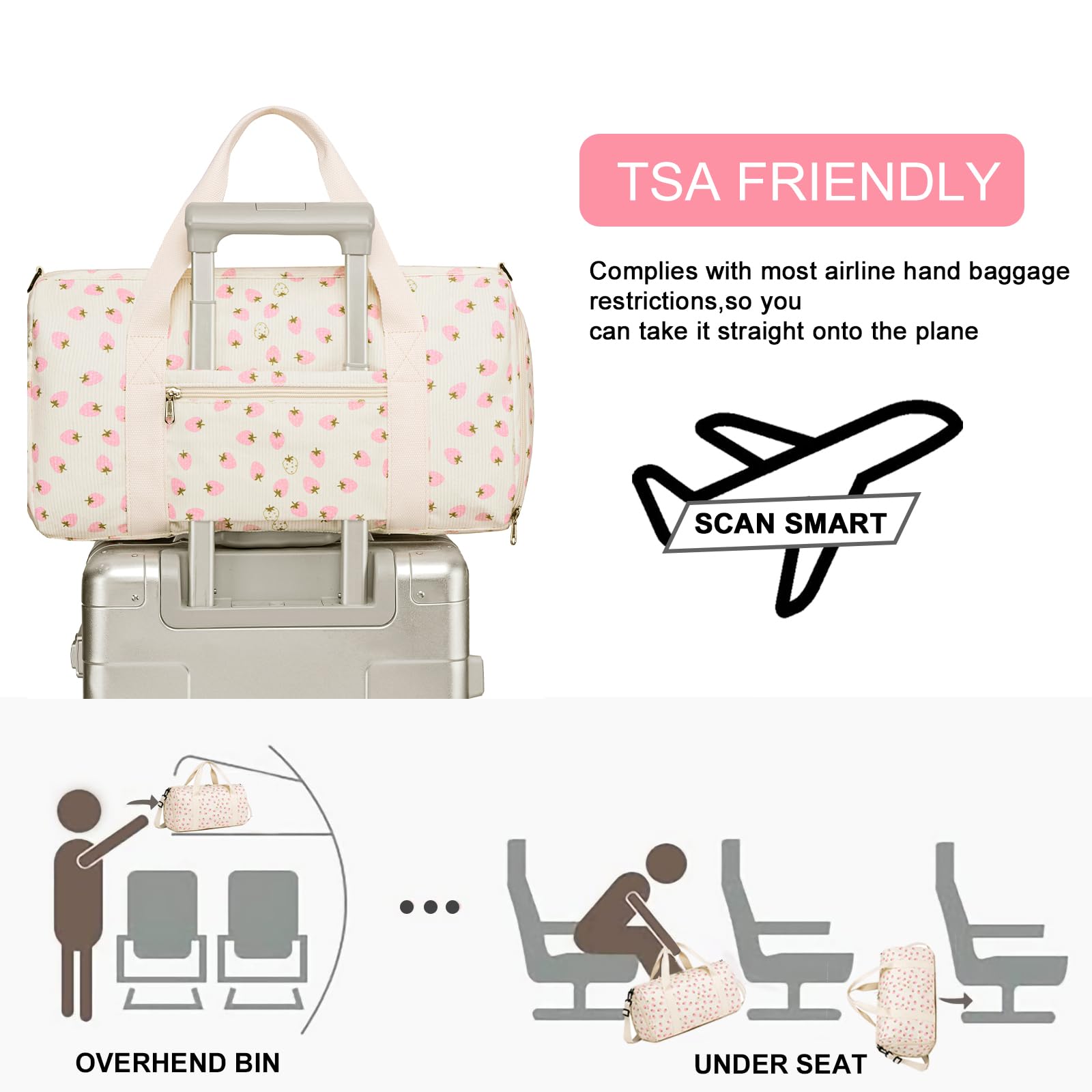 BLUBOON Duffle Bag Girls Kids Cute Gym Bag with Shoes Compartment & Wet Separation Waterproof Sports Overnight Travel Bag
