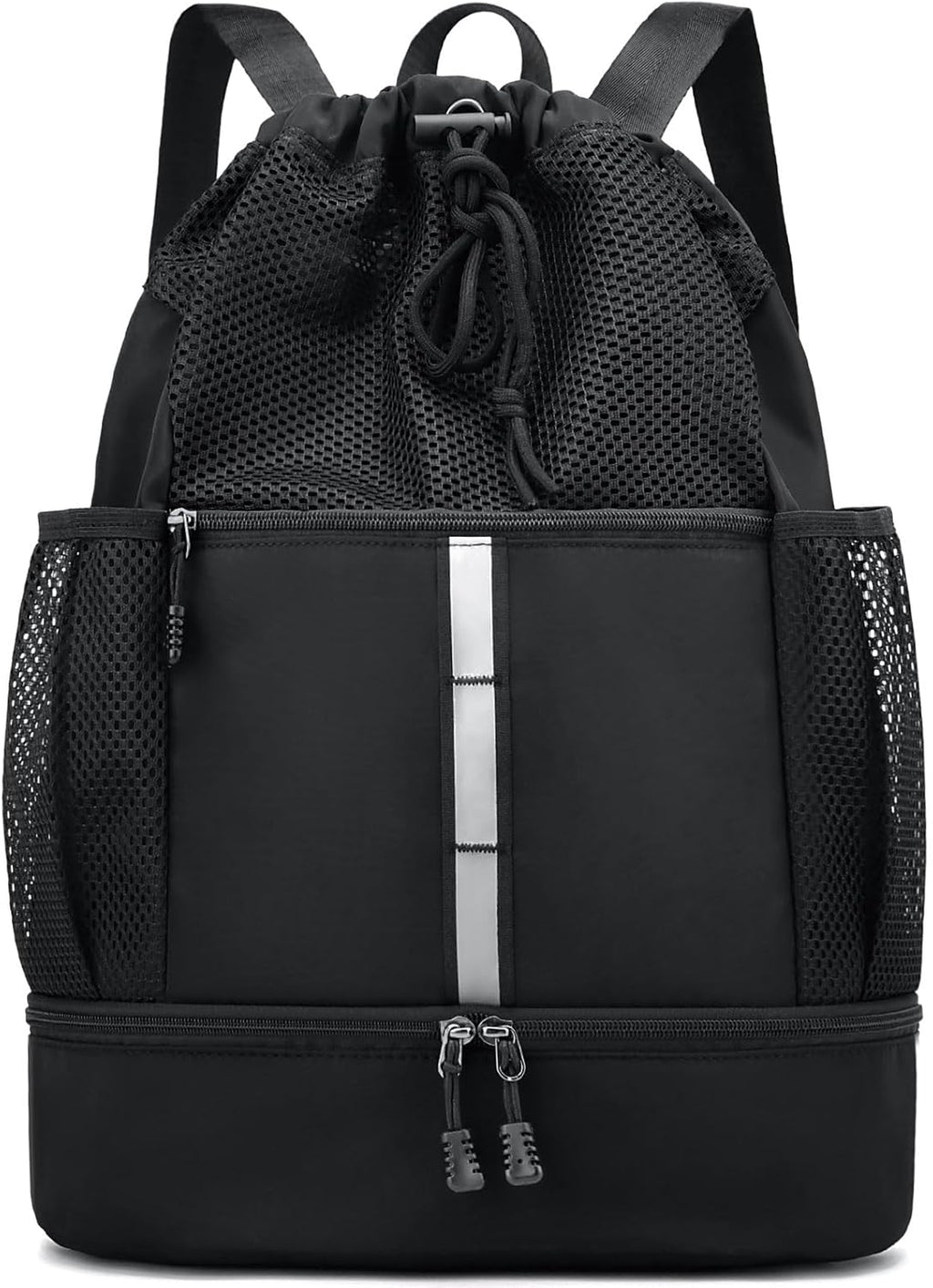 PinCute Drawstring Gym Bag - Lightweight Mesh Sports Backpack with Wet Pocket & Shoe Compartment