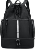PinCute Drawstring Gym Bag - Lightweight Mesh Sports Backpack with Wet Pocket & Shoe Compartment