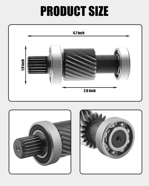 YEBOOCA Golf Cart Input Shaft Kit Compatible with EZGO Marathon 1988-1994 & TXT & Medalist 1994-up Electric Models, 19 Splines/21 Tooth, 1.5'' Diameter Gear, Replaces # 26926-G01,28095-G01,612556