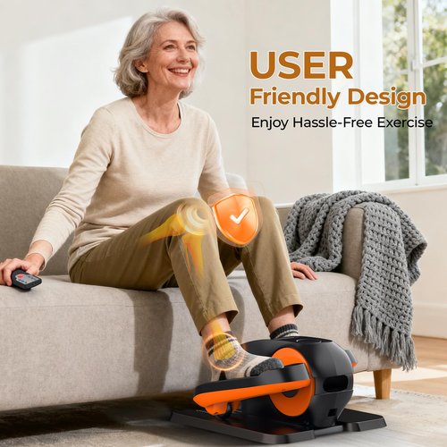 HTM Under Desk Elliptical Machine - Electric Elliptical Exerciser for Seniors, Pedal Exerciser 12 Speeds Portable Seated Pedal Exerciser with Remote Control Home Workout Exercise Equipment