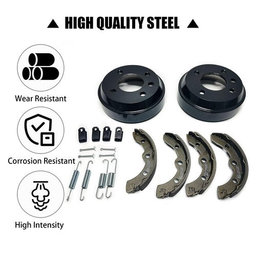 Golf Cart Brake Drums Kit with Brake Shoes & Springs Fit for 1981-1994 Club Car DS Villager, 18 PCS Rear Brake Repair Kit for Driver Side & Passenger Side Replaces 1011137 101146302