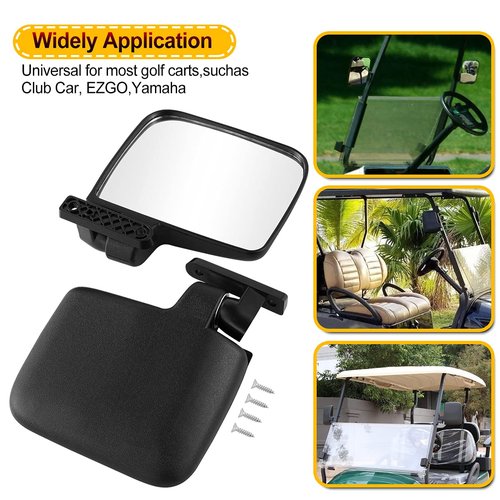 Golf Cart Side Mirrors for Club Car EZ-GO Yamaha and other 180°Adjustable Folding Wide-Angle Side View Mirror