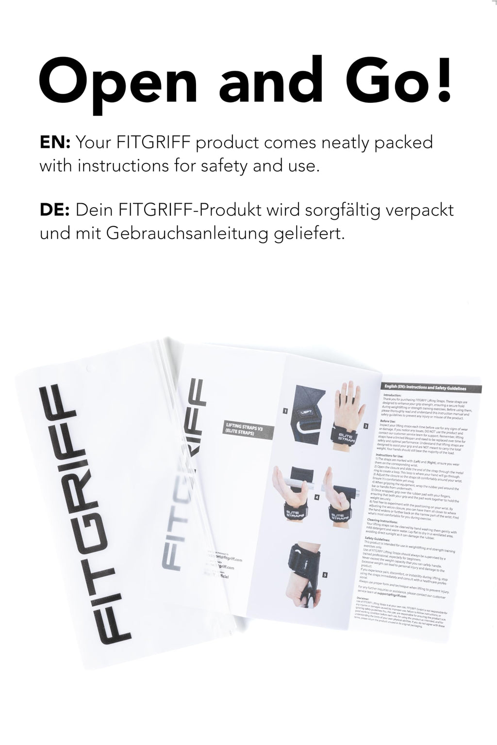 Fitgriff® Elite Straps - Lifting Wrist Straps (Rubber Grips) for Weightlifting, Gym, Workout, Deadlift - Anti-Slip Revolution for Men and Women (Black, XL)