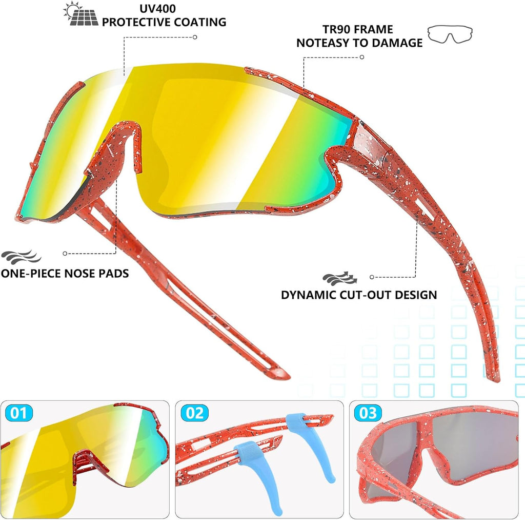 Skiennix Kids Sunglasses - UV400 Protection for Youth Baseball, Cycling & Running | 3-Pack for Ages 4-12