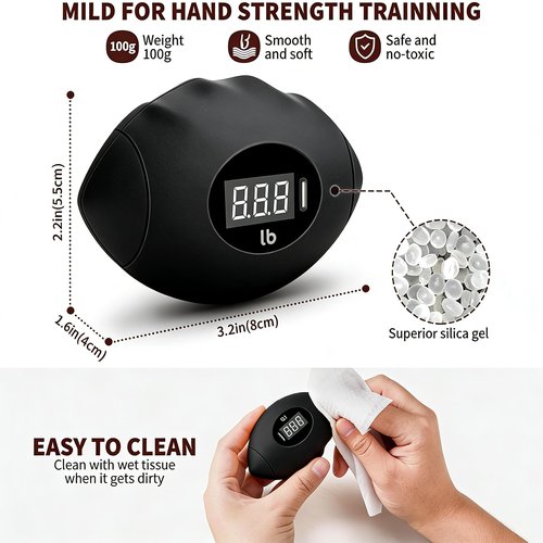 DIOTUSS Hand Grip Strengthener, Rechargeable Digital Grip Strength Trainer with LCD Display Up to 220lbs/100kg, Silicone Hand Exercise Ball for Forearm Finger Training & Stress Relief, for Adults and Kids