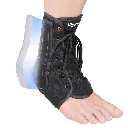 Vigorwise Ankle Brace for Sprained Ankle, Black Lace up Ankle Brace, Ankle Stabilizer Brace for Men Women, Achilles Tendon Support Brace for Left & Right, Dark Black/L