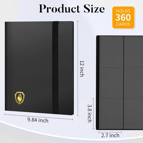 Fabmaker Heavy Duty Card Binder - 9 Pocket Trading Card Album Holds 360 Cards | Sleek Black Design