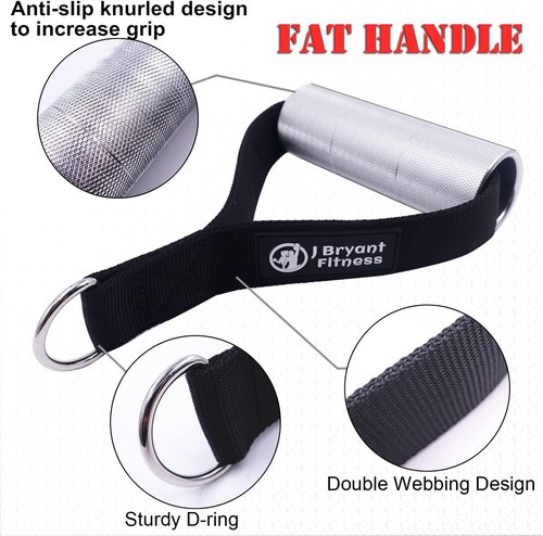 J Bryant Thick Gym Handles - Non-Slip High Density Aluminum Grips for Cable Machines | 2 Strong Handles (1 Pair)