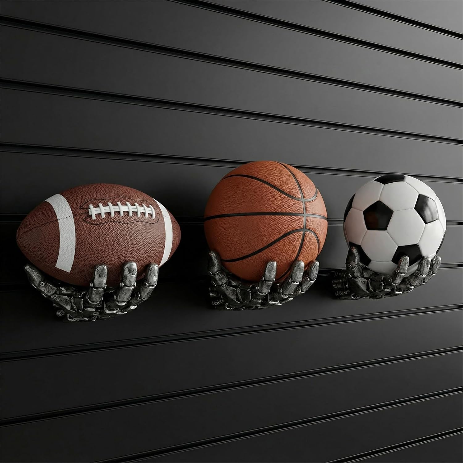 Skiennix Basketball Holder Wall Mount - Cyberpunk Mechanical Hand Design | Unique Resin Wall Art for Man Cave