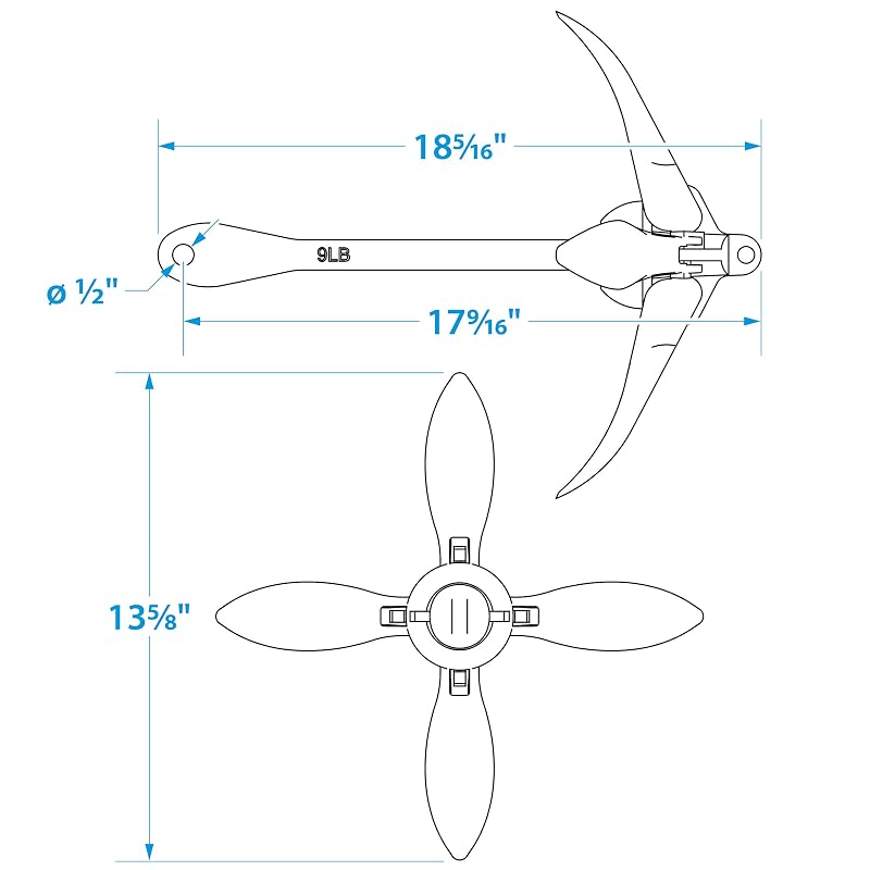 SEACHOICE Folding Grapnel Anchor 9-lb for Small Craft & Dinghies
