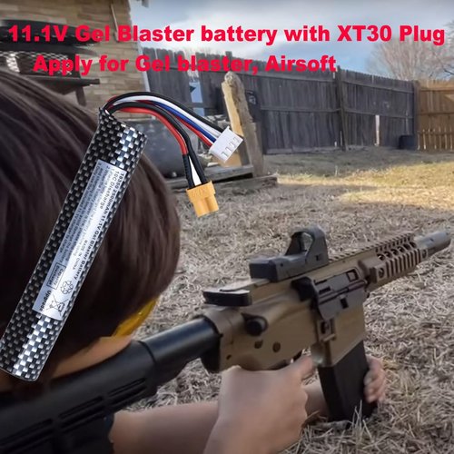 funkawa Water Bead Gel Ball Blaster 11.1V 2500mAh [Capacity and Discharge Upgraded ] Rechargeable Battery XT30 Plug with Charging Cable, Airsoft Battery 11.1V for Airsoft Gun Gel Ball Blaster(2-Pack)