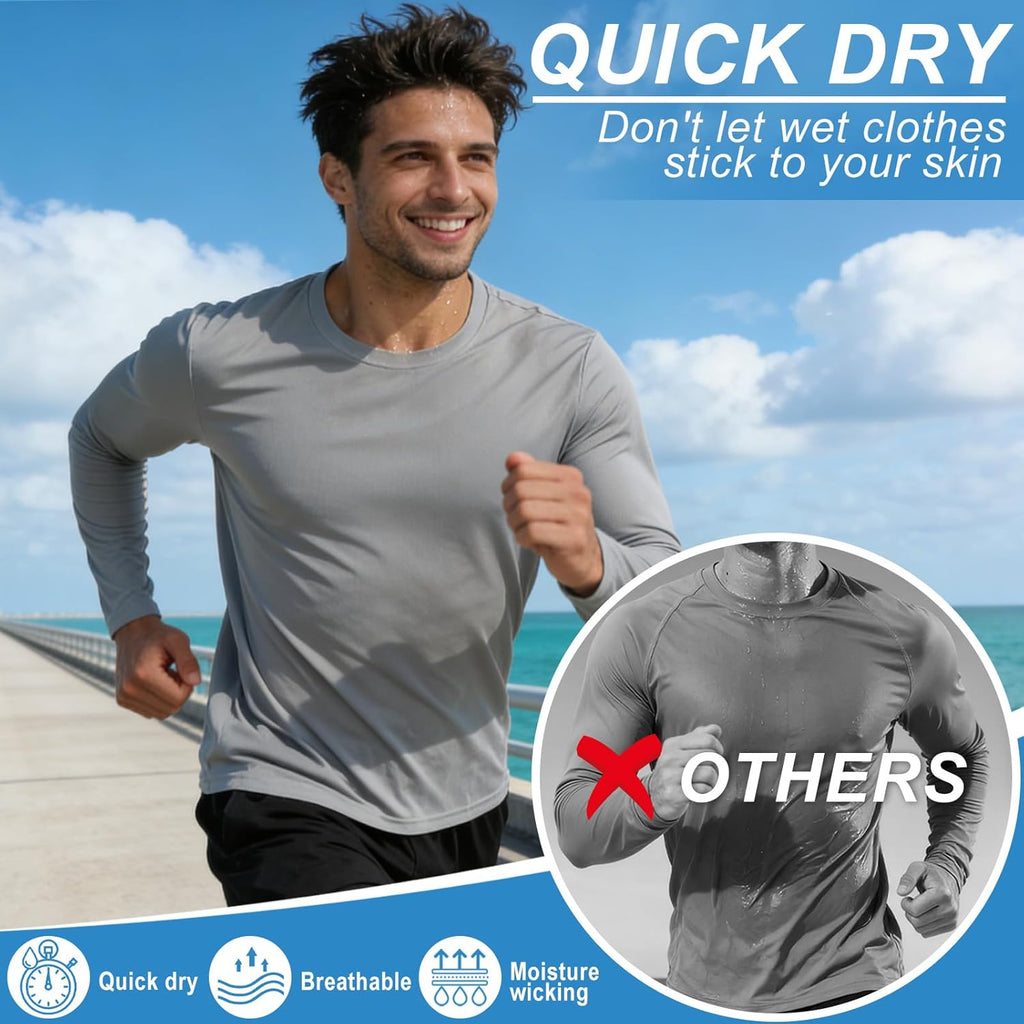 Skiennix Long Sleeve Rash Guard - UPF 50+ Sun Protection & Moisture-Wicking T-Shirt for Men