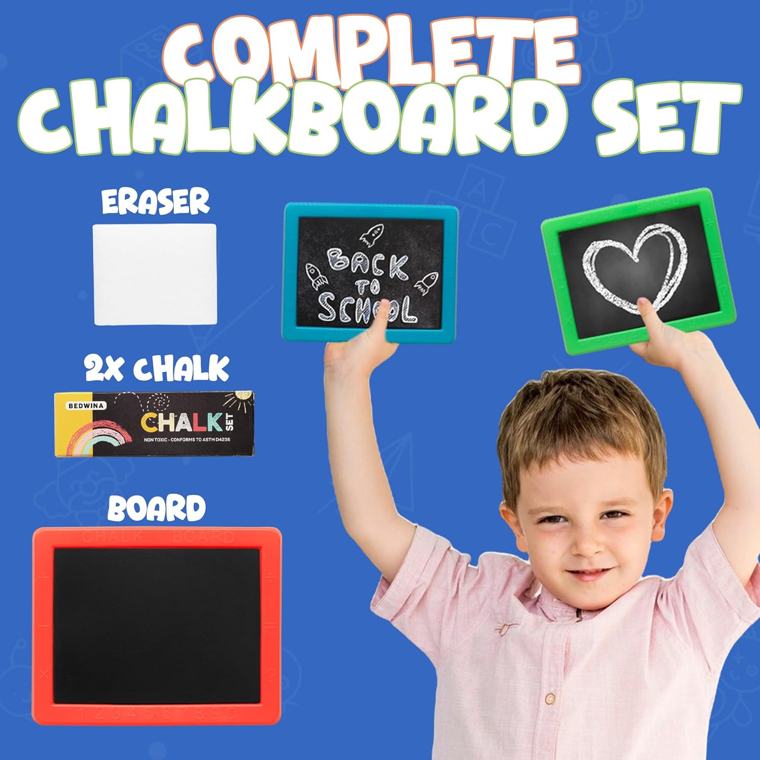 Skiennix Mini Chalkboard Set - Pack of 24 with 2 Chalk Sticks & Eraser | Perfect Birthday Party Favors for Kids