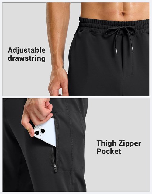 G Gradual Men's Joggers - Athletic Workout Pants with Zipper Pockets | Stretchy Gym Sweatpants