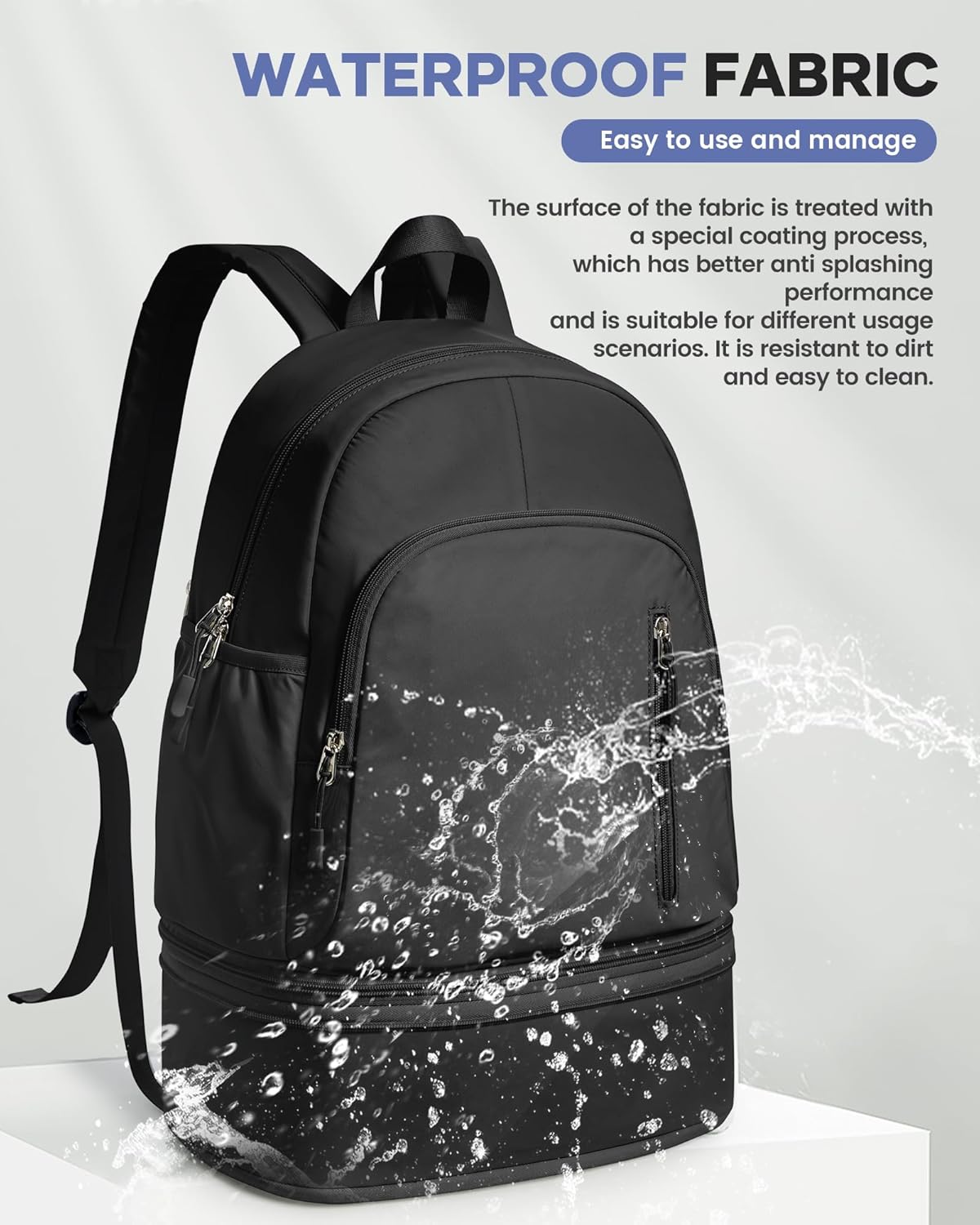 Skiennix Gym Backpack - Lightweight Waterproof Sports Bag with Shoe Compartment | Black