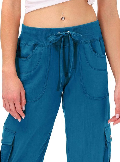 MoFiz Women's Capris - Lightweight Casual Pants with Pockets | Dressy Baggy Cargo Style for Hiking