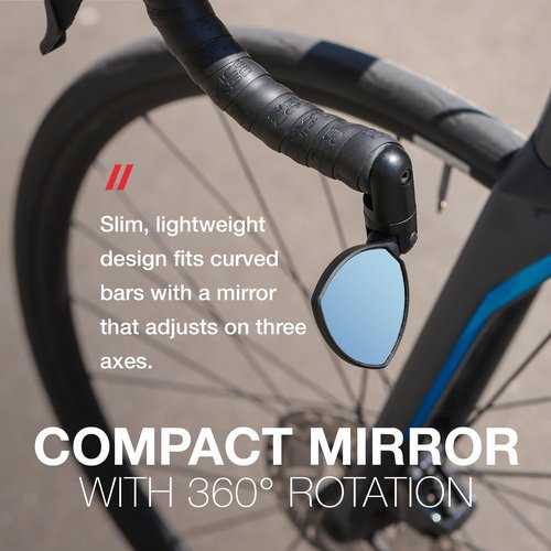 Zefal Spin 25 Bar-End Bike Mirror – Compact Foldable Rearview Mirror for Road & Gravel Bikes | 25 cm² Convex Chrome ABS, Triple-Axis Adjustable, Reversible Mount, 57 g