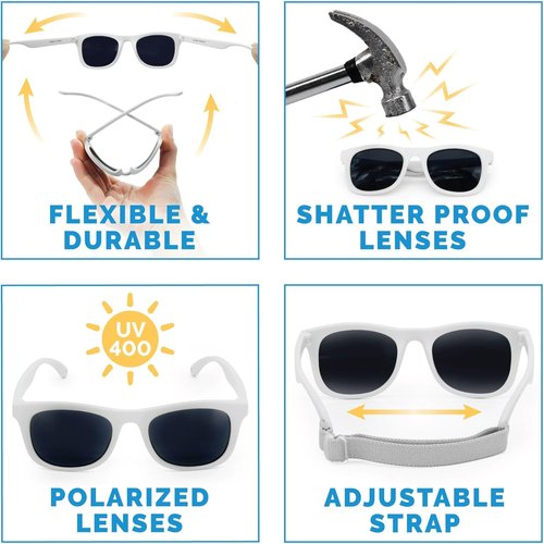 JAN & JUL UV-400 Polarized Sunglasses for Kids | Flexible Design with Adjustable Strap