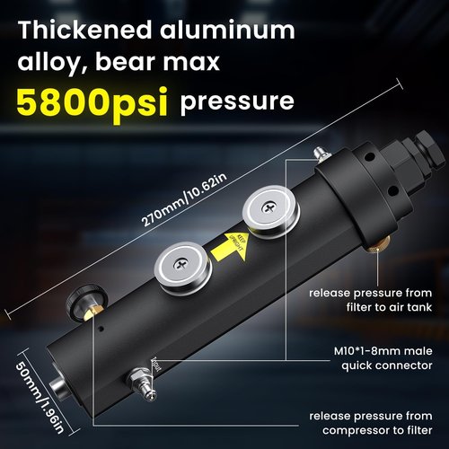 GX-PUMP High Pressure PCP Air Compressor Filter - 5800PSI Oil/Water Separator with Dry Air Intake