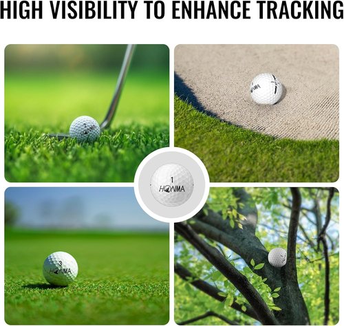 Honma D1 Golf Balls - Extra Soft Feel & Long Distance | Low Spin Design, 1 Dozen for Men & Women