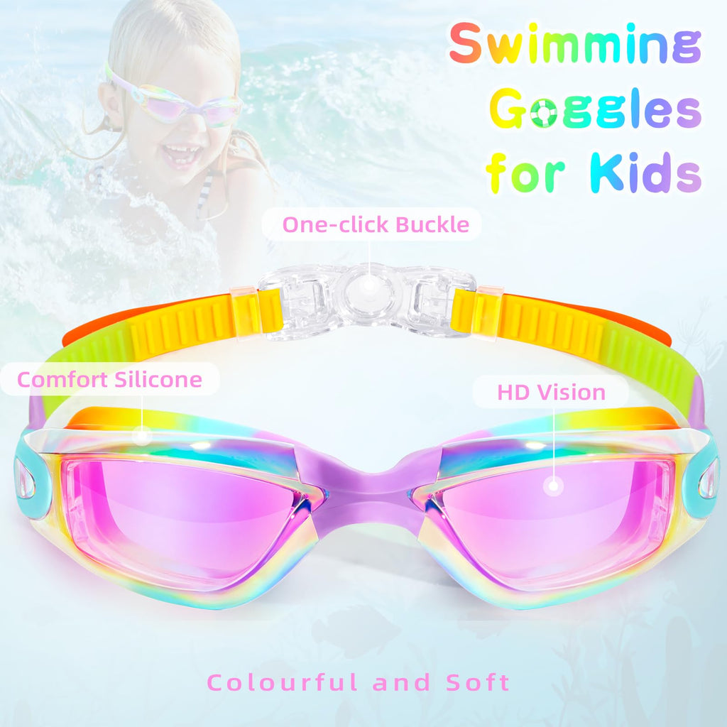Freela 2 Pack Swim Goggles for Kids 6-14 5-7 4-7 3-6 3-5 Anti Fog UV Protection Soft Silicone Toddler Boys Girls Clidren Goggles Waterproof No Leaking Clear Swimming Goggles Beach Water Pool Goggles