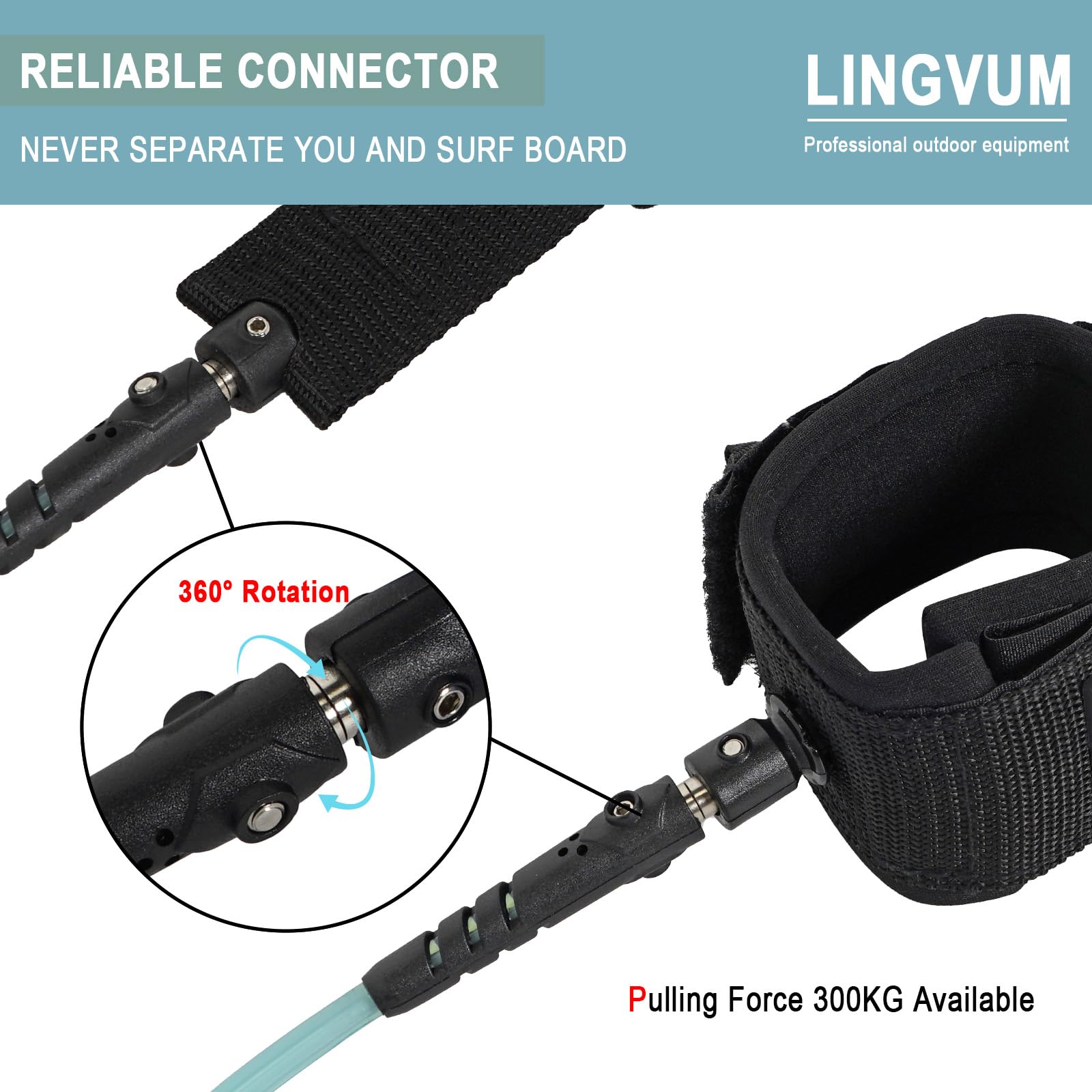 LINGVUM Surfboard Leash Premium Straight Surf Leash SUP Leg Rope 6/7/8/9 feet for Any Surfboards, Longboard, Paddleboard and Shortboard (Green,8FT)