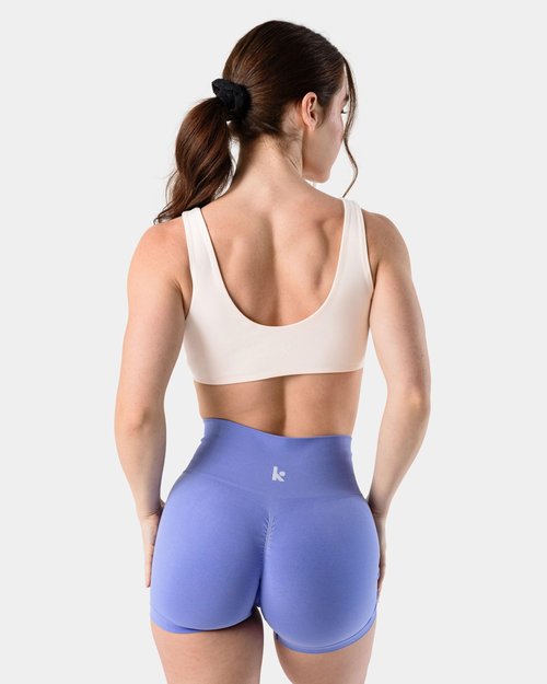 Kamo Fitness Cleo Scoop Neck Wireless - Double Lined Minimal Yoga Bralette | Low Impact Sports Bra (Gardenia, M)