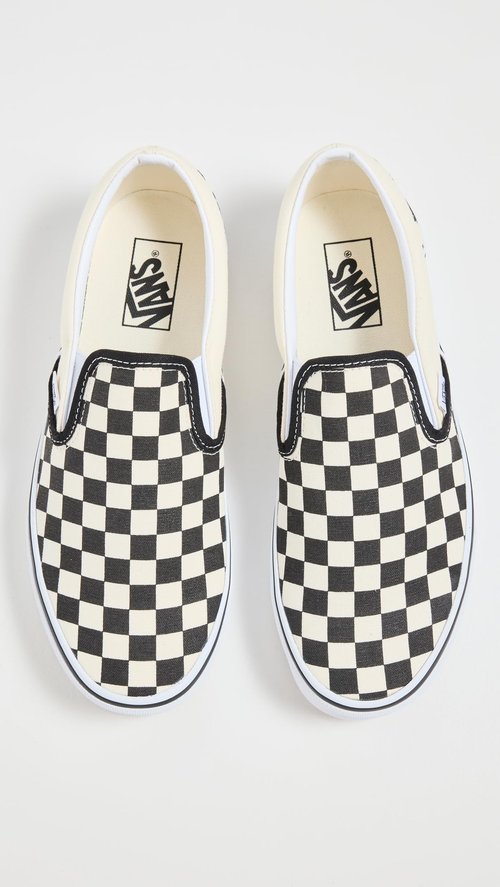 Vans Slip On Unisex Sneakers, Checkerboard Black/Off White, 9 US Women/7.5 US Men