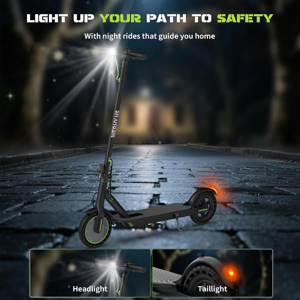 WERHY Electric Scooter - 350W/500W Motor, 19/22 MPH Speed, 15-28 Miles Range | Lightweight & Foldable with Dual Braking Systems