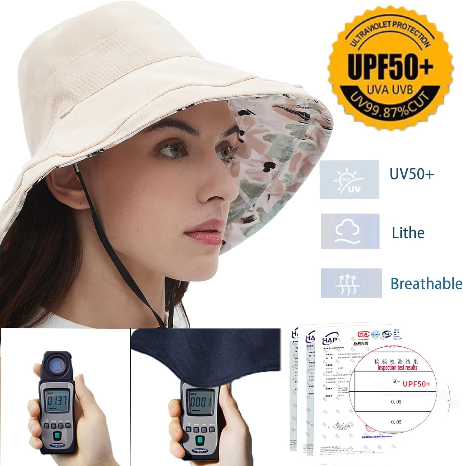 Vidsel Women's Wide Brim Sun Hat - Reversible Cotton Bucket Cap with UV Protection | Packable Summer Travel Accessory