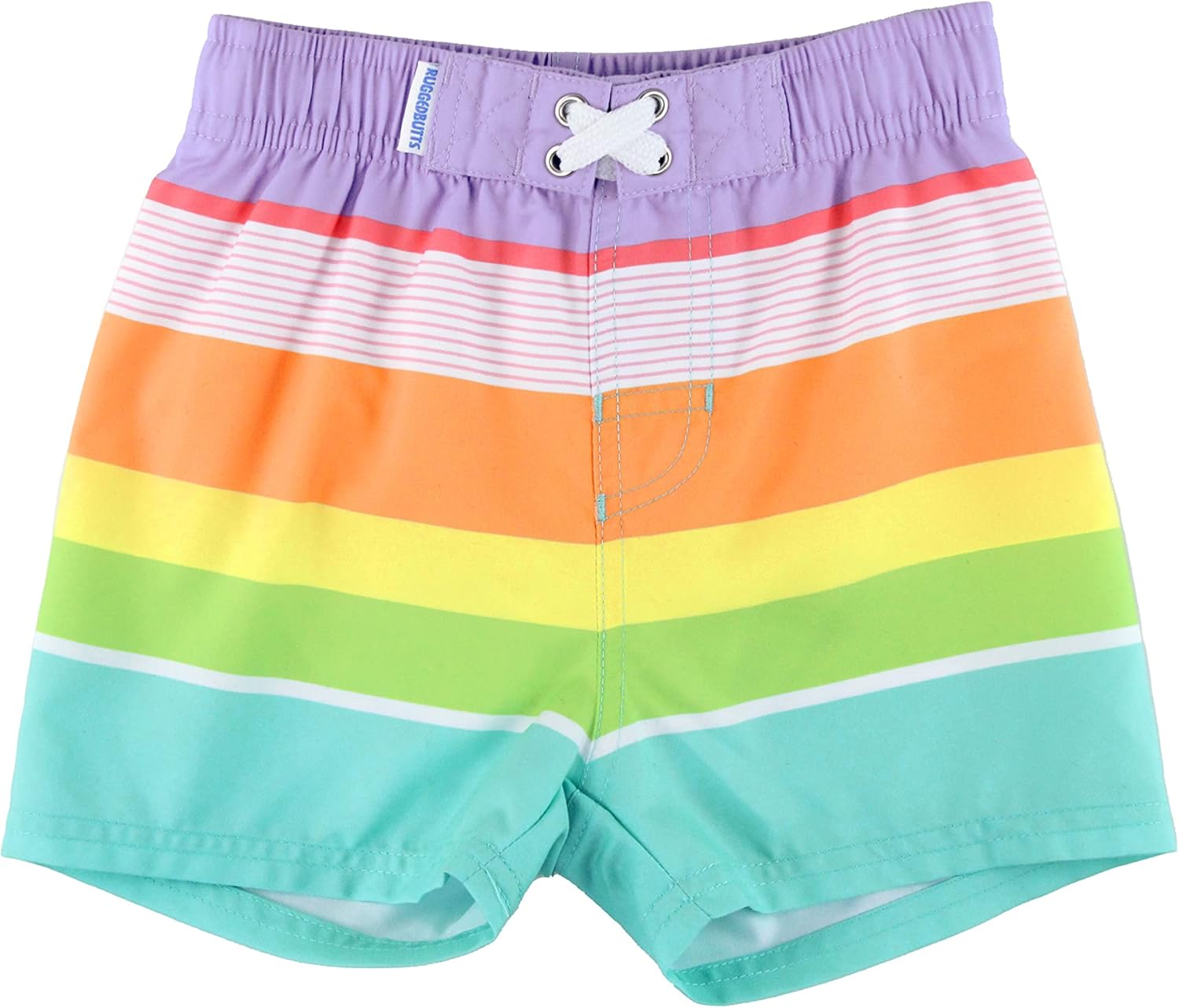 RUGGEDBUTTS Boys UPF50+ Sun Protection Striped Color Block Swim Trunks