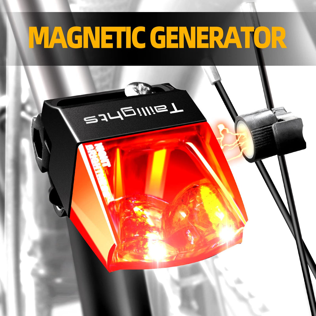 SYSAI No Battery Bike Taillight, Energy Harvesting Dynamo Lighting System, Waterproof Dustproof