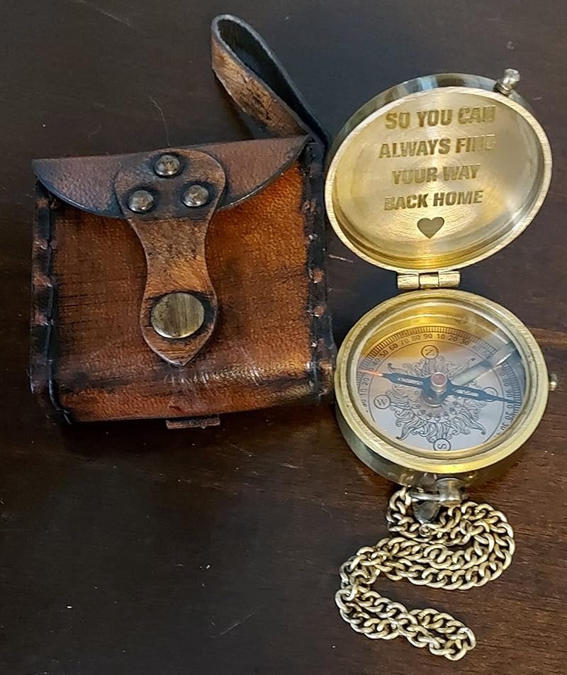 Brass Pocket Compass for Hiking – Antique Style, Survival Navigation Tool